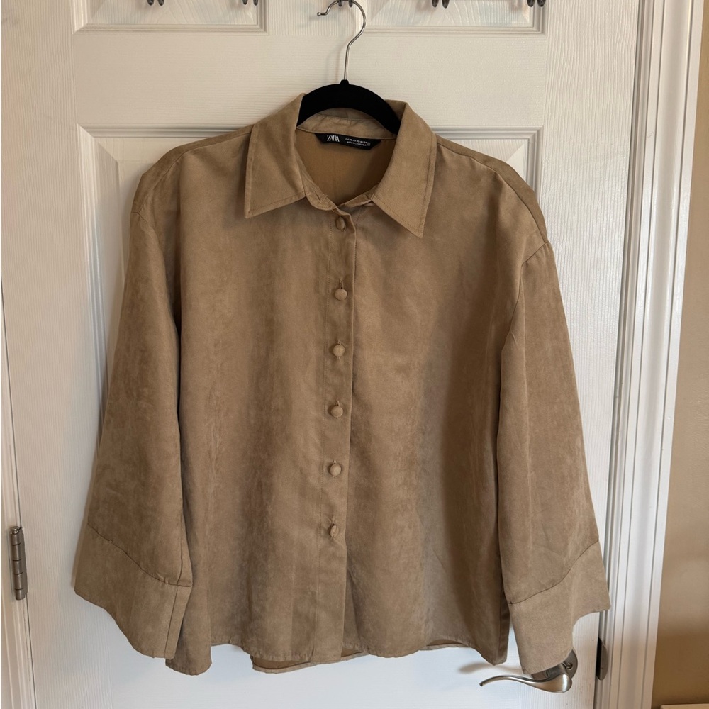 Zara Suede button down shirt